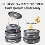Portable & Foldable Outdoor Cookware Set - Lightweight Camping Pot, Pan, Kettle