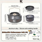 Portable & Foldable Outdoor Cookware Set - Lightweight Camping Pot, Pan, Kettle