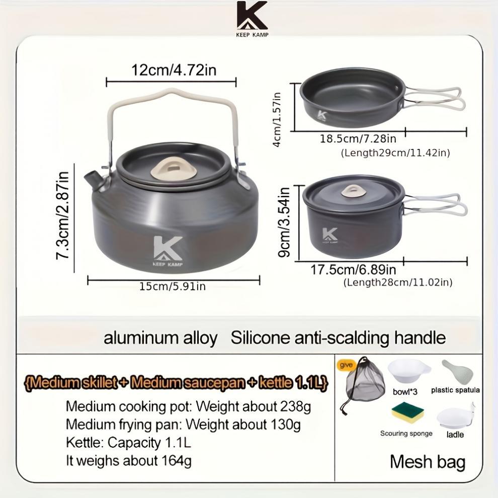 Portable & Foldable Outdoor Cookware Set - Lightweight Camping Pot, Pan, Kettle - Flavour Fushion Cooking Shop