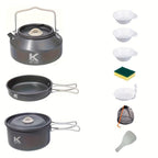 Portable & Foldable Outdoor Cookware Set - Lightweight Camping Pot, Pan, Kettle