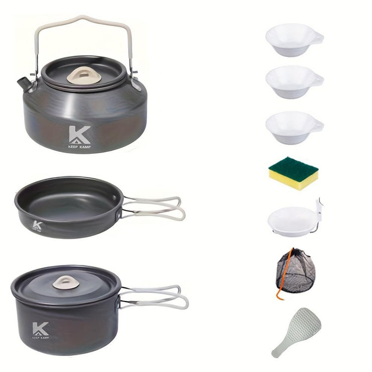 Portable & Foldable Outdoor Cookware Set - Lightweight Camping Pot, Pan, Kettle - Flavour Fushion Cooking Shop
