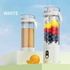 White Portable 600ml Wireless Juicer Blender with 12-Leaf Blades - 20,000 RPM - Flavour Fushion Cooking Shop