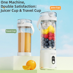 White Portable 600ml Wireless Juicer Blender with 12-Leaf Blades - 20,000 RPM
