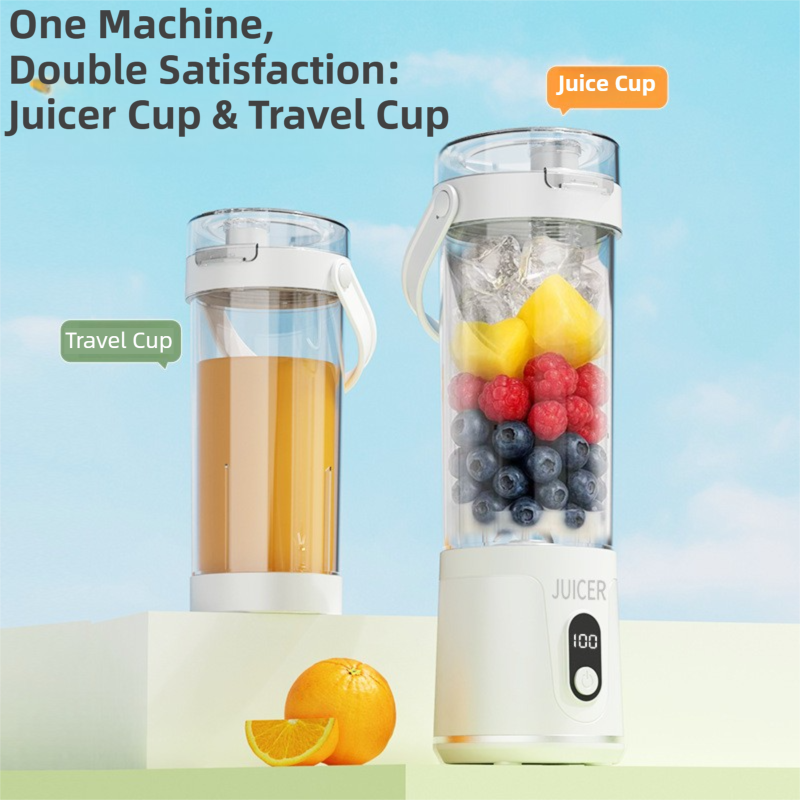 White Portable 600ml Wireless Juicer Blender with 12-Leaf Blades - 20,000 RPM High-Speed Smoothie Maker & Self-Cleaning Personal Blender for Travel and Home