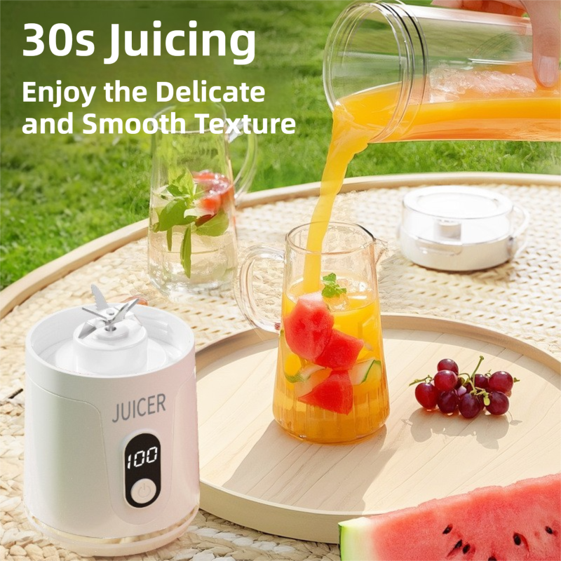 White Portable 600ml Wireless Juicer Blender with 12-Leaf Blades - 20,000 RPM - Flavour Fushion Cooking Shop