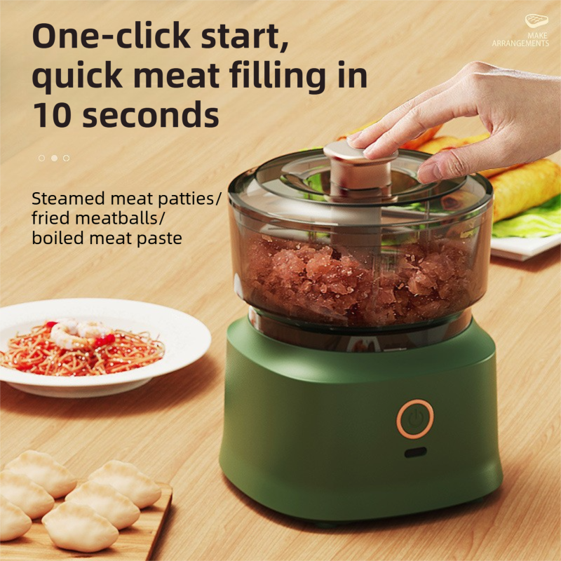 Green Wireless Electric Kitchen Grinder -  Portable 150ml Baby Food Maker with 3 Stainless Steel Blades, USB Charging - Flavour Fushion Cooking Shop