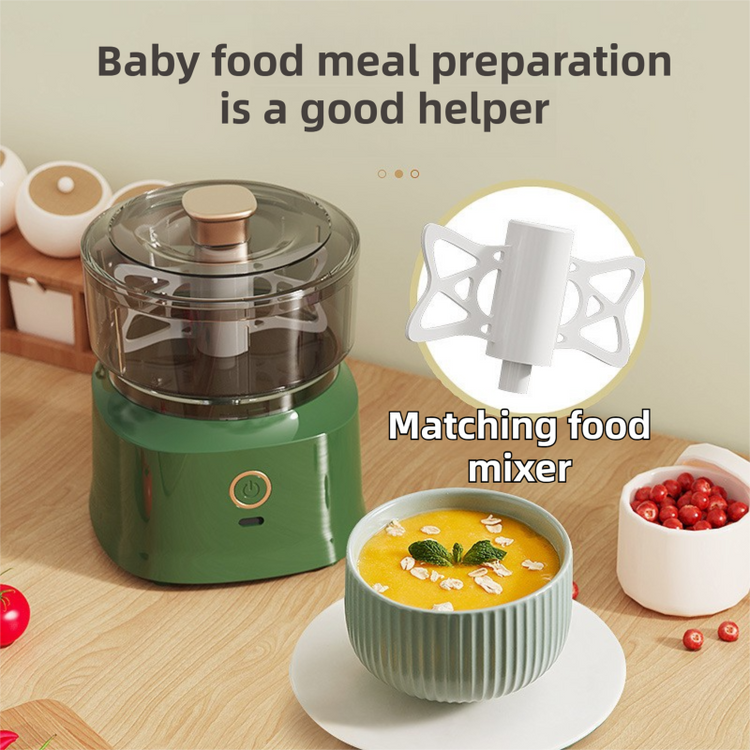 Green Wireless Electric Kitchen Grinder -  Portable 150ml Baby Food Maker with 3 Stainless Steel Blades, USB Charging - Flavour Fushion Cooking Shop