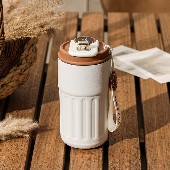 Coffee color Smart Digital Insulated Coffee Mug with 316 Stainless Steel Inner Liner - Flavour Fushion Cooking Shop