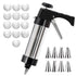 Stainless Steel Cookie Press Maker Kit with 13 Disc Molds and 8 Icing Tips Black Manual Biscuit Machine Set - Flavour Fushion Cooking Shop