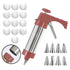 Stainless Steel Cookie Press Maker Kit with 13 Disc Molds and 8 Icing Tips Red Manual Biscuit Machine Set - Flavour Fushion Cooking Shop