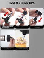 Stainless Steel Cookie Press Maker Kit Black Biscuit Machine
