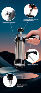 Stainless Steel Cookie Press Maker Kit Black Biscuit Machine