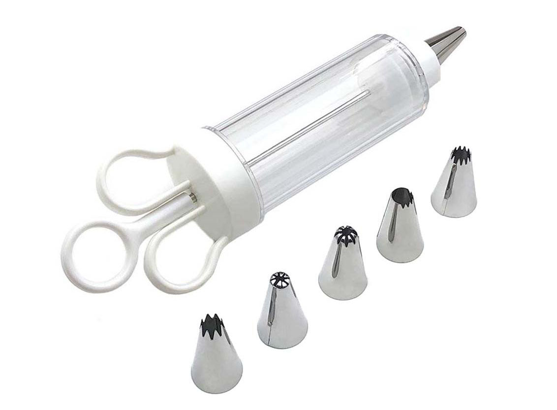 Cake Decorating Icing Syringe Gun Set with 5 Stainless Steel Nozzles DIY Cookie Press Baking Tool for Home Kitchen - Flavour Fushion Cooking Shop