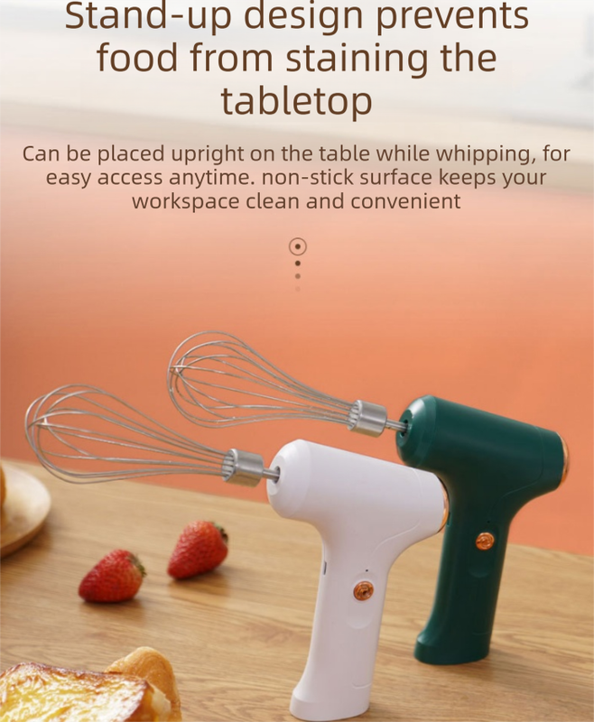 Compact Electric Dual-Head Handheld Egg Whisk Multi-Function Automatic Cream Whipper and Food Mixer J-8 White 1-Speed