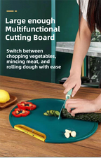 35X35CM Thickened Circular Standable Cutting Board - Food-Grade Double-Sided Kitchen Board