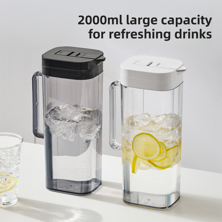 Black 2000ML Leak-Proof Flip-Top Cool Water Pitcher for Refrige Door - Flavour Fushion Cooking Shop