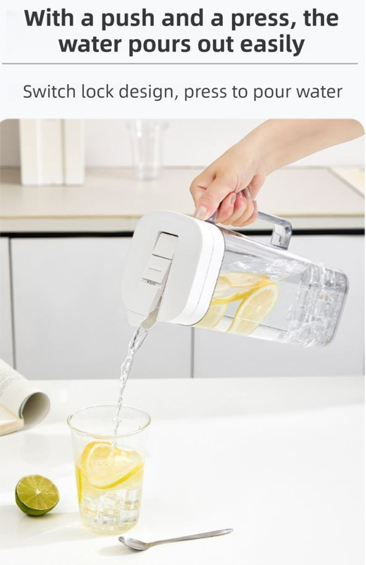 Black 2000ML Leak-Proof Flip-Top Cool Water Pitcher for Refrige Door - Flavour Fushion Cooking Shop