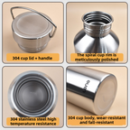 2L Large Capacity Outdoor Sports Adventure Water Bottle - Food-Grade 304 Stainless Steel