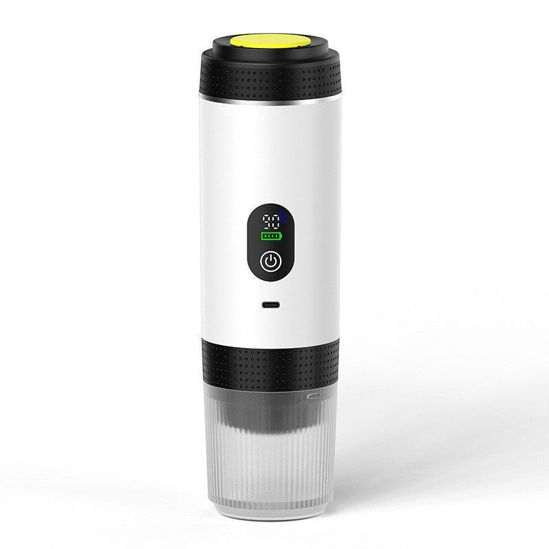 White 3-in-1 Portable Espresso Maker with Self-Heating and One-Touch Cold Hot Brew - Smart Digital Display & 20Bar High Pressure for Rich Crema