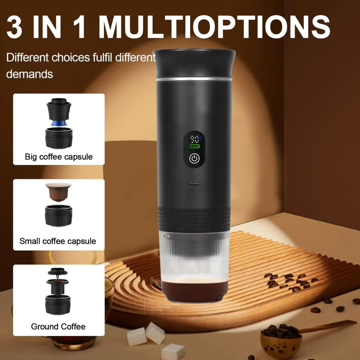 Green 3-in-1 Portable Espresso Maker with Self-Heating - Flavour Fushion Cooking Shop