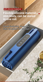 Blue 65x38CM Roll-Up Food Warming Silicone Mat with Precise Temprature Control & 240W High Power - Waterproof and Oilproof Thermal Table Pad