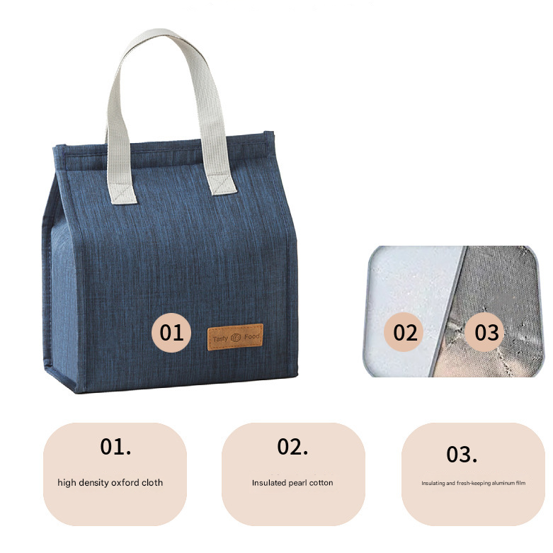 2-Piece Grey Vertical Lunch Tote Set – Compact Insulated Meal Bag with Large Capacity and Durable Handle for Daily Use