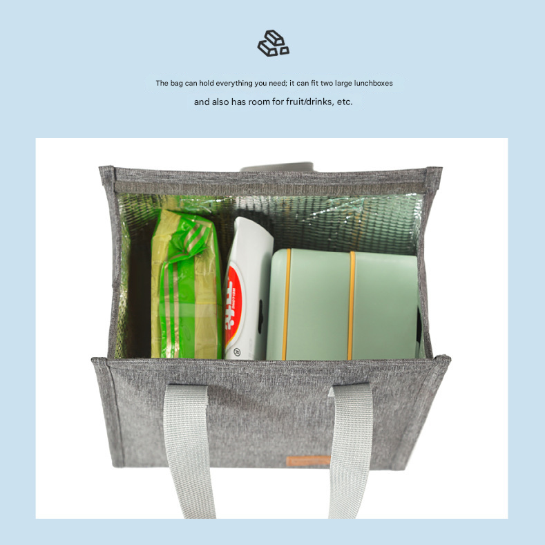 2-Piece Black Vertical Lunch Tote Set – Compact Insulated Meal Bag with Large Capacity and Durable Handle for Daily Use