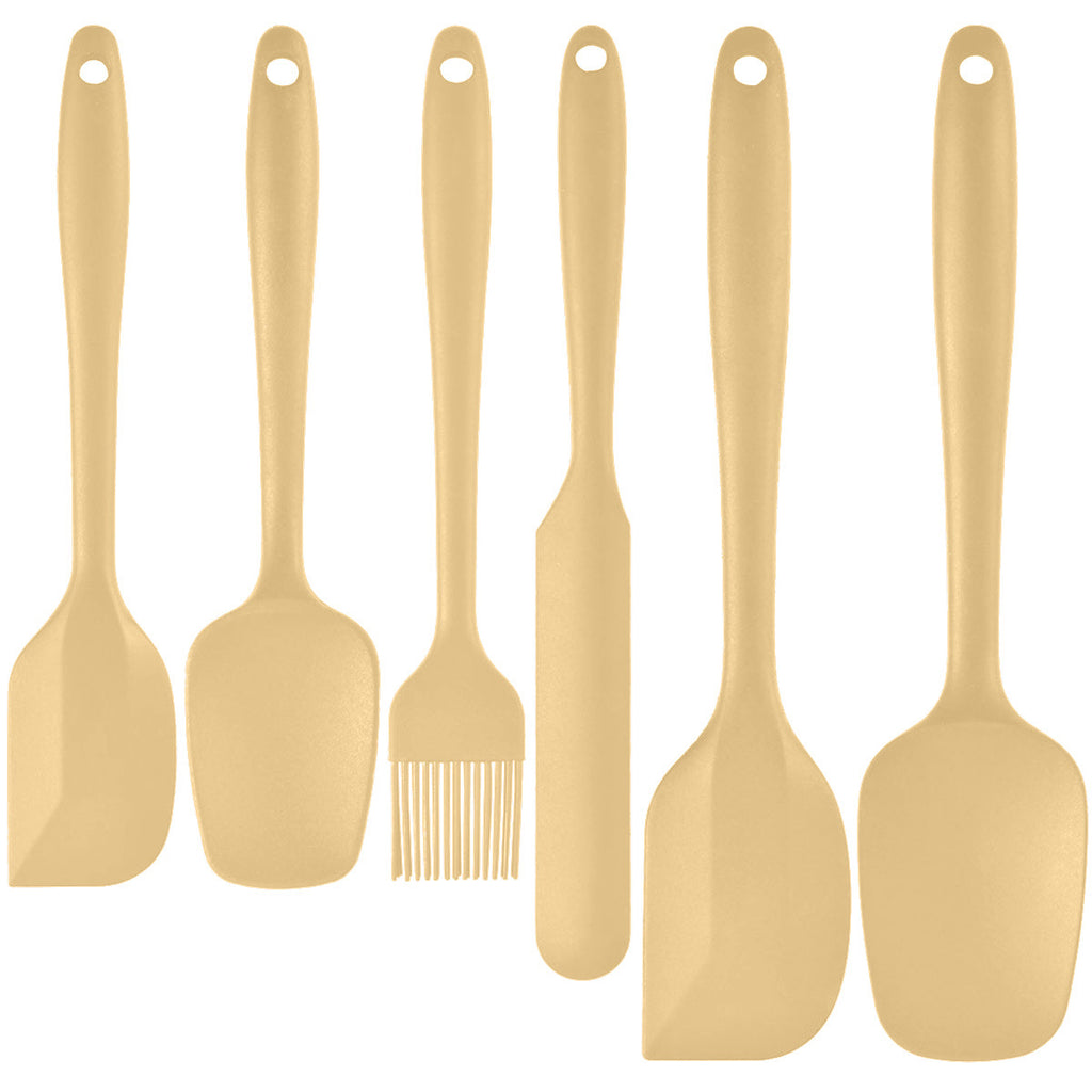 6-Piece Yellow Silicone Spatula Set – Heat-Resistant, Non-Scratch Kitchen Tools with Integrated Metal Reinforcement, Dishwasher Safe, for Cooking, Mixing, and Baking