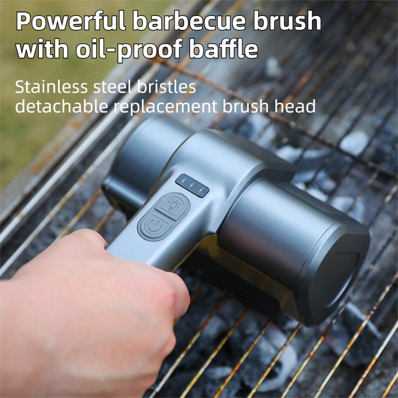 3-in-1 Sliver Cordless Electric Grill Cleaner Built-in LED & USB Charging - Waterproof - Flavour Fushion Cooking Shop