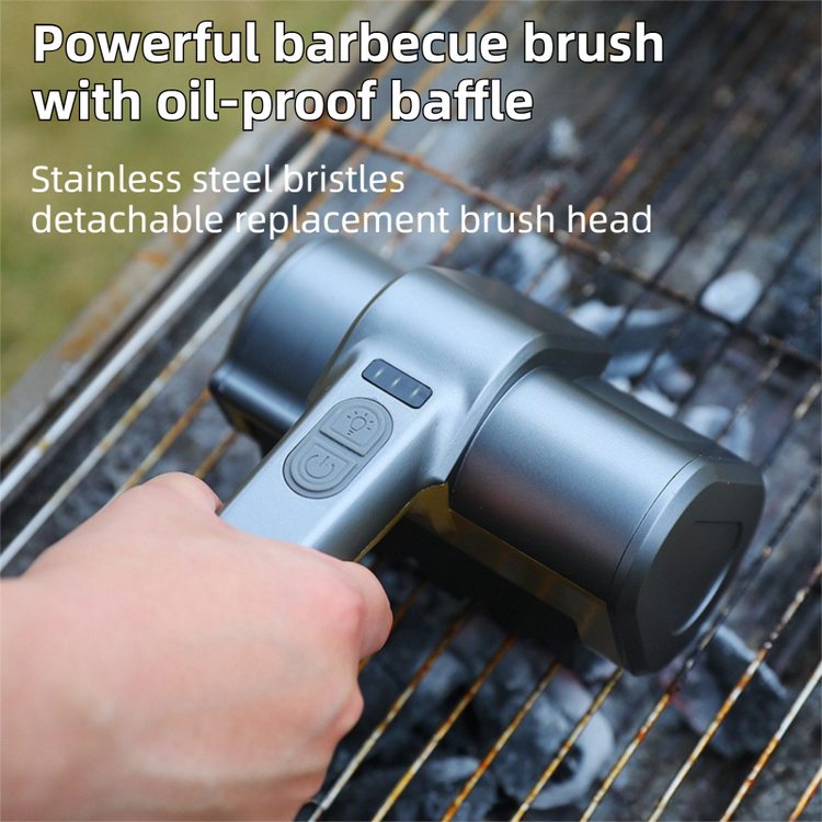 3-in-1 Sliver Cordless Electric Grill Cleaner Built-in LED & USB Charging - Waterproof - Flavour Fushion Cooking Shop
