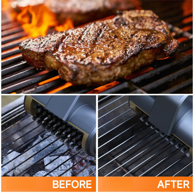 3-in-1 Sliver Cordless Electric Grill Cleaner Built-in LED & USB Charging - Waterproof - Flavour Fushion Cooking Shop