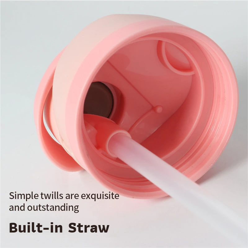 24oz White Large Thermal Water Bottle with Dual-Sipping Lid & Built-in Straw - Leak-Proof 304 Stainless Steel Outdoor Sports Flask