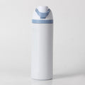 24oz Light Blue Large Thermal Water Bottle with Dual-Sipping Lid & Built-in Straw - Leak-Proof 304 Stainless Steel Outdoor Sports Flask