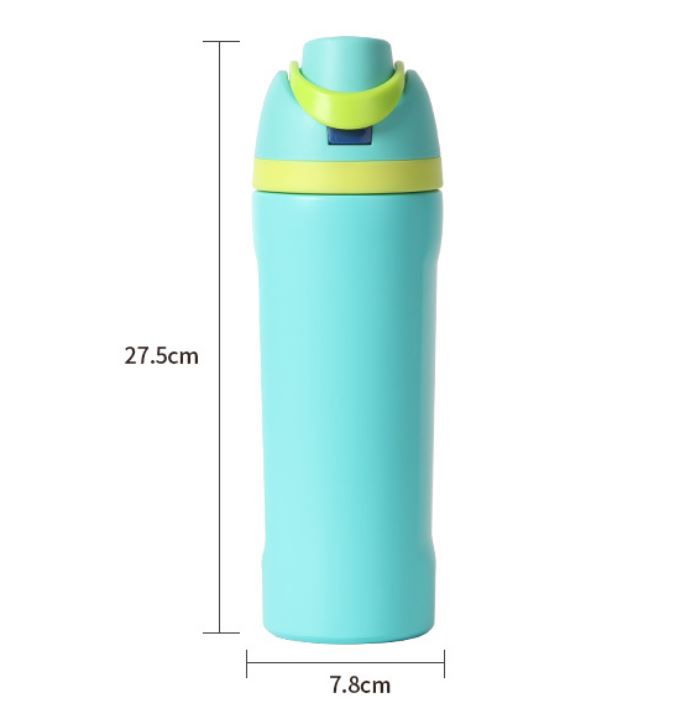 24oz Blue Large Thermal Water Bottle with Dual-Sipping Lid & Built-in Straw - Leak-Proof 304 Stainless Steel Outdoor Sports Flask