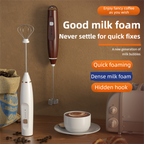 Black Wireless 3-Speed Milk Frother & Egg Whisk USB Rechargeable Foam Maker for Coffee, Cream & Baking