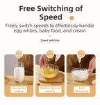 Black Wireless 3-Speed Milk Frother & Egg Whisk USB Rechargeable Foam Maker for Coffee, Cream & Baking