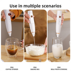 Black Wireless 3-Speed Milk Frother & Egg Whisk USB Rechargeable Foam Maker for Coffee, Cream & Baking