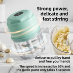 Green Cordless Electric Mini Food Chopper with 316 Stainless Steel Blades