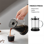 350ML Premium Dual-Layer Borosilicate Glass French Press Coffee Maker with 304 Stainless Steel Lid – High-Density