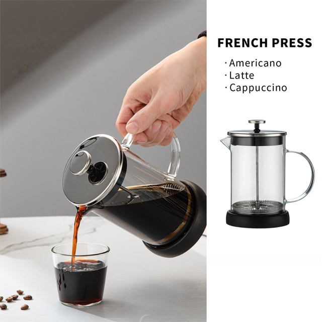 350ML Premium Dual-Layer Borosilicate Glass French Press Coffee Maker with 304 Stainless Steel Lid – High-Density - Flavour Fushion Cooking Shop