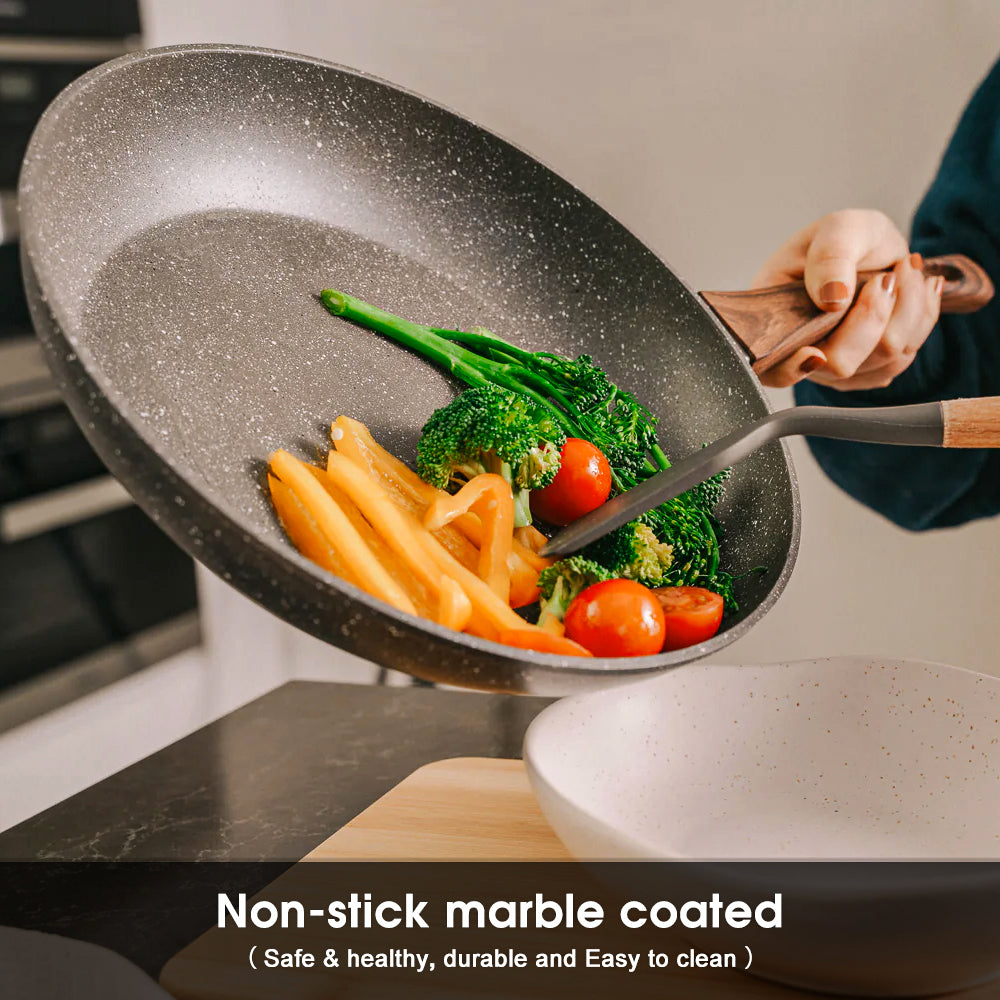 5Pieces Non-Stick Marble Coating Saucepan/Casserole/Fry Pan Cookware Set - Flavour Fushion Cooking Shop