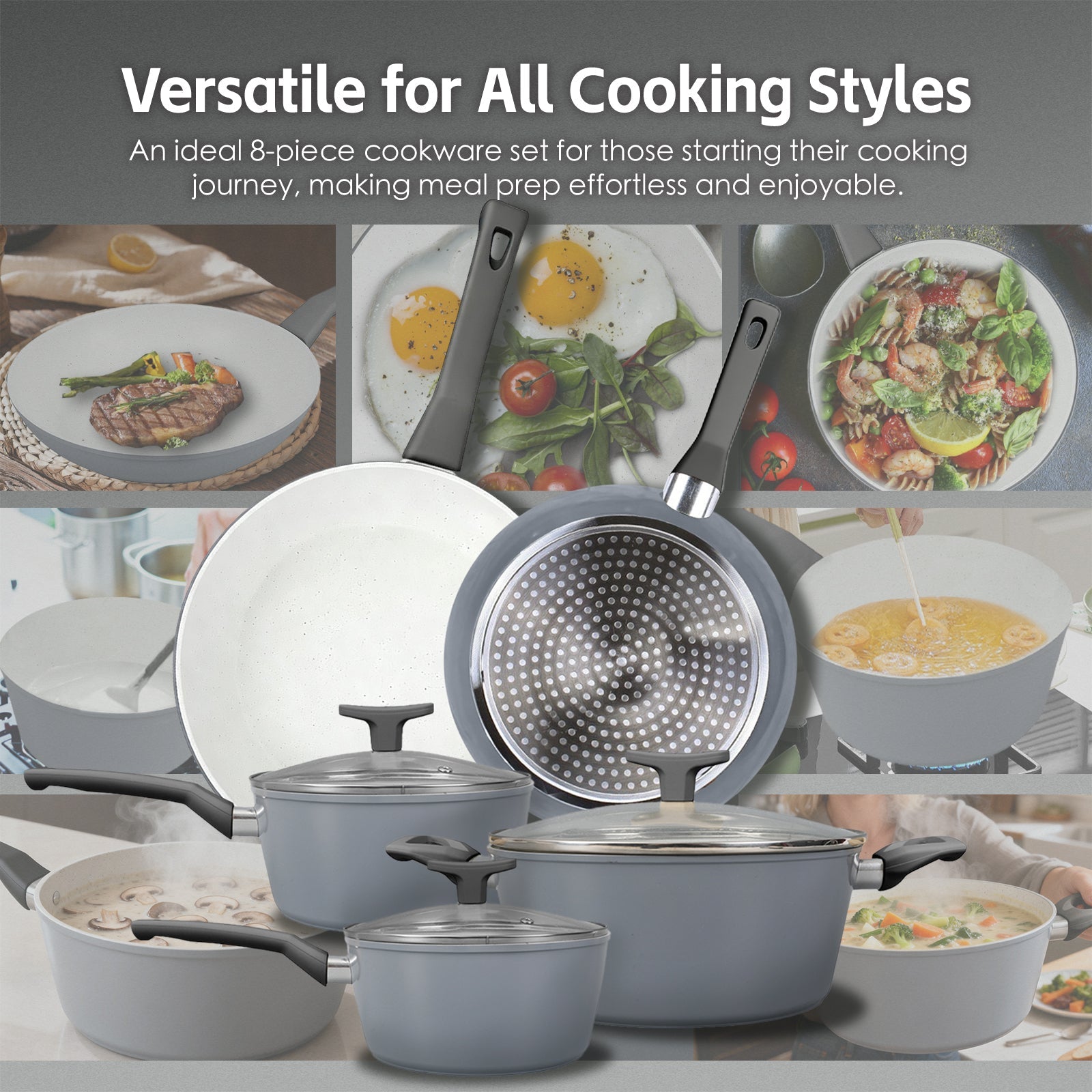 8 Pcs Clevinger Non-Stick Cookware Set