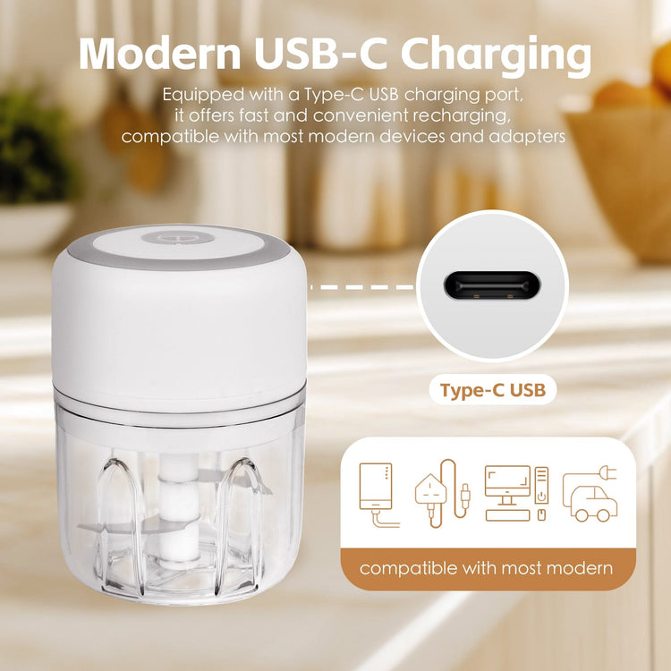 250ml Cordless USB Rechargeable Mini Food Chopper - Flavour Fushion Cooking Shop