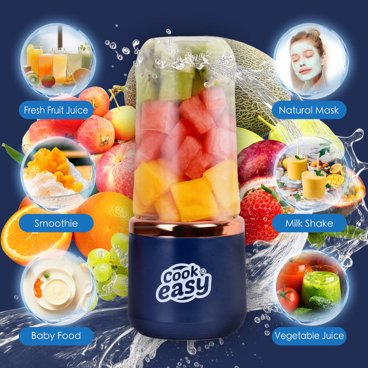 400ml USB-C Rechargeable Portable Juicer with Travel Lid – Personal Blender for Smoothies & Shakes - Flavour Fushion Cooking Shop