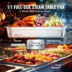 4 Pack Hotel Pans, Full Size Anti-Jam Steam Pan with Lid