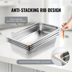 4 Pack Hotel Pans, Full Size Anti-Jam Steam Pan with Lid
