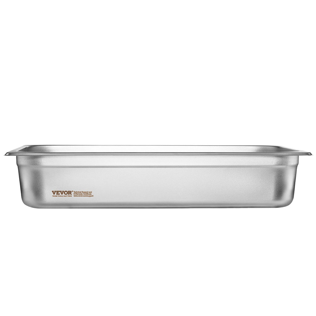 4 Pack Hotel Pans, Full Size Anti-Jam Steam Pan with Lid, 0.8mm Thick Stainless Steel Steam Table Pan, 4-Inch Deep Commercial Table Pan, Catering Storage Food Pan, for Industrial & Scientific