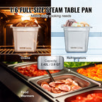 6 Pack Hotel Pans, 1/6 Size Anti-Jam Steam Pan, 0.8mm Thick Stainless