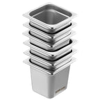 6 Pack Hotel Pans, 1/6 Size Anti-Jam Steam Pan, 0.8mm Thick Stainless