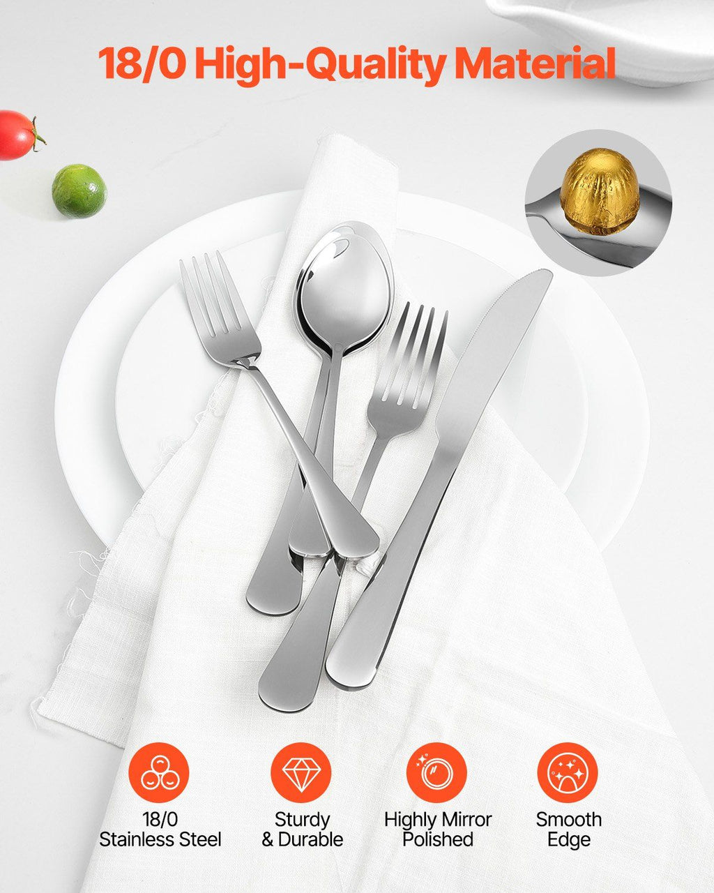 30-Piece Silverware Set, Food-Grade Stainless Steel Flatware Utensils, Mirror Finished Cutlery Set, Dishwasher Safe Eating Tableware for Kitchen Home, Service for 6, Include Knife Fork Spoon